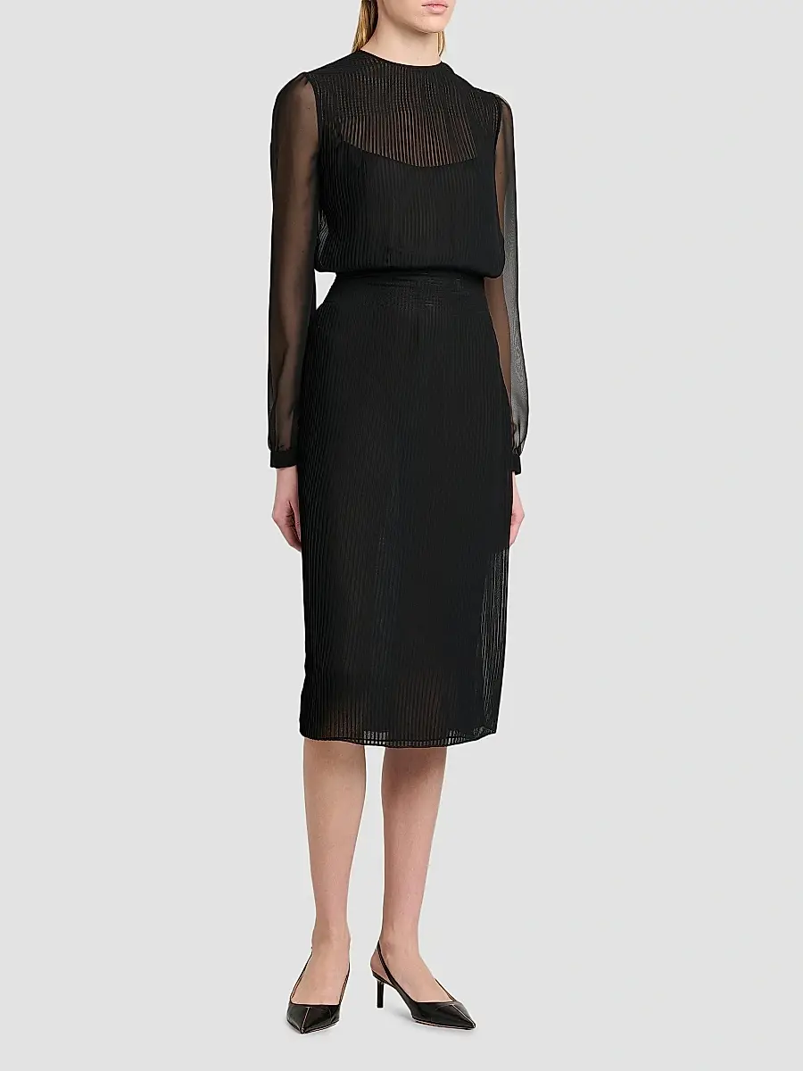 Tom Ford Women's Sheer Stripe Blouson Midi Dress | Thumbnail 4