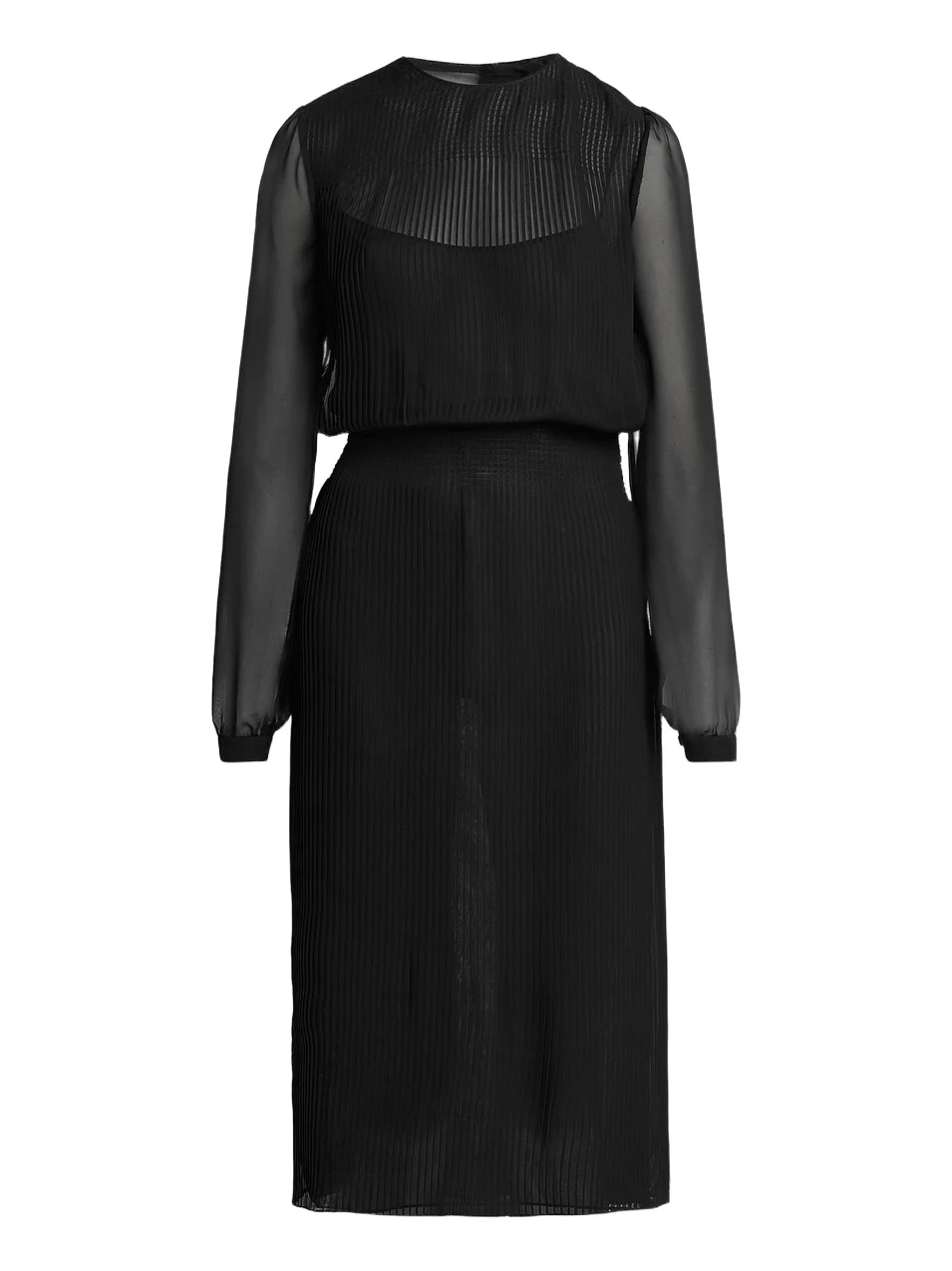 Women's Sheer Stripe Blouson Midi Dress
