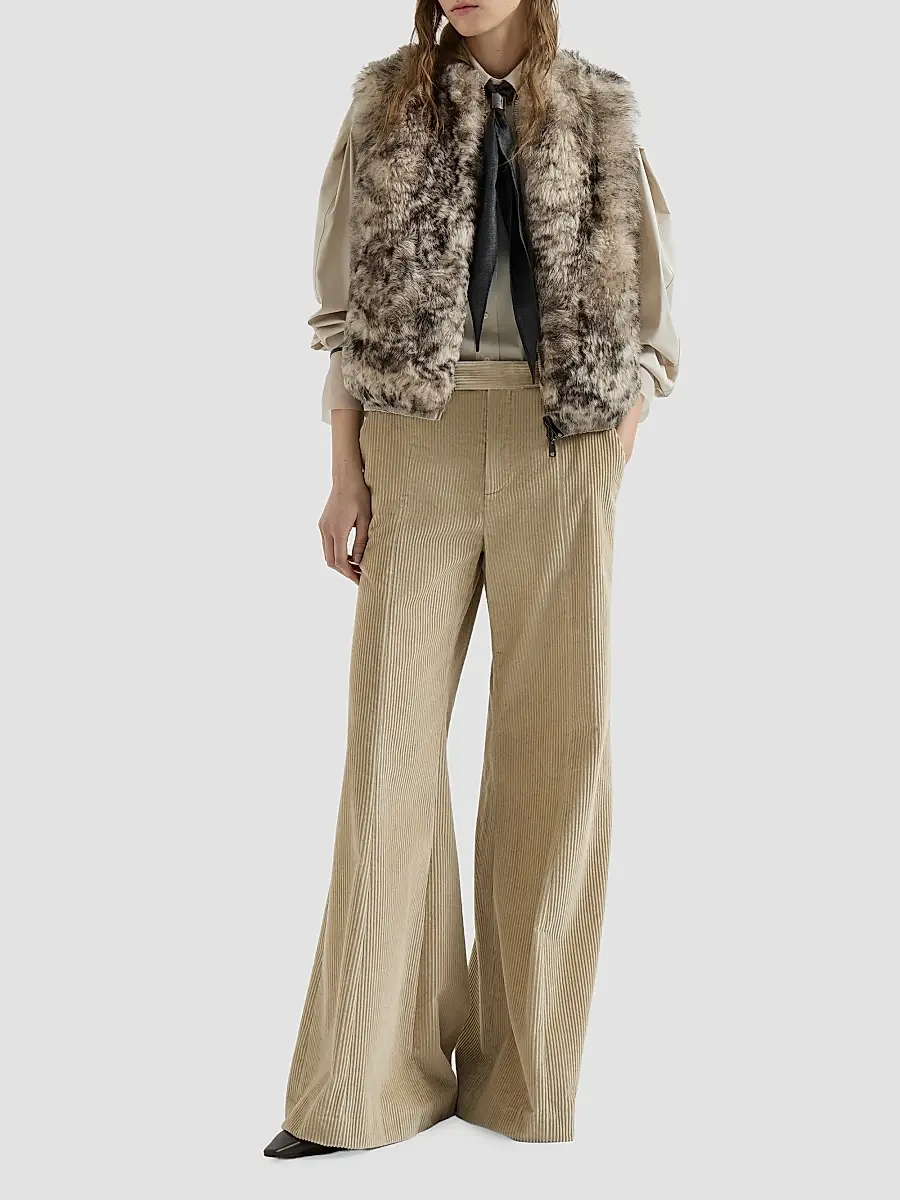 Brunello Cucinelli Women's Lynx-Effect Shearling Reversible Vest | Thumbnail 6 Brunello Cucinelli Women's Lynx-Effect Shearling Reversible Vest | Thumbnail 6