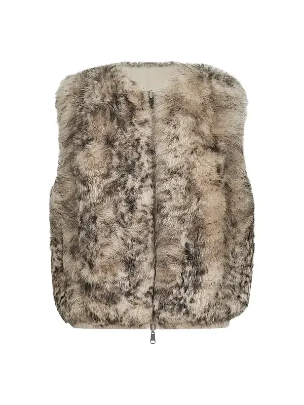 Women's Lynx-Effect Shearling Reversible Vest