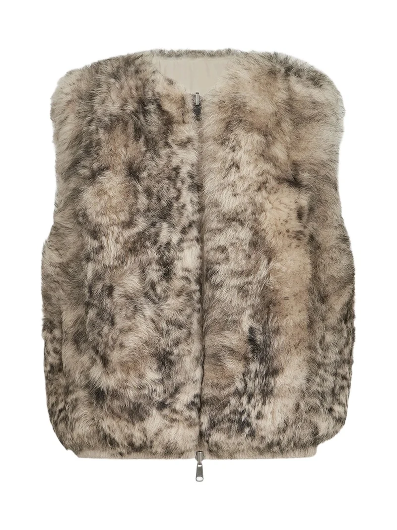 Women's Lynx-Effect Shearling Reversible Vest Women's Lynx-Effect Shearling Reversible Vest