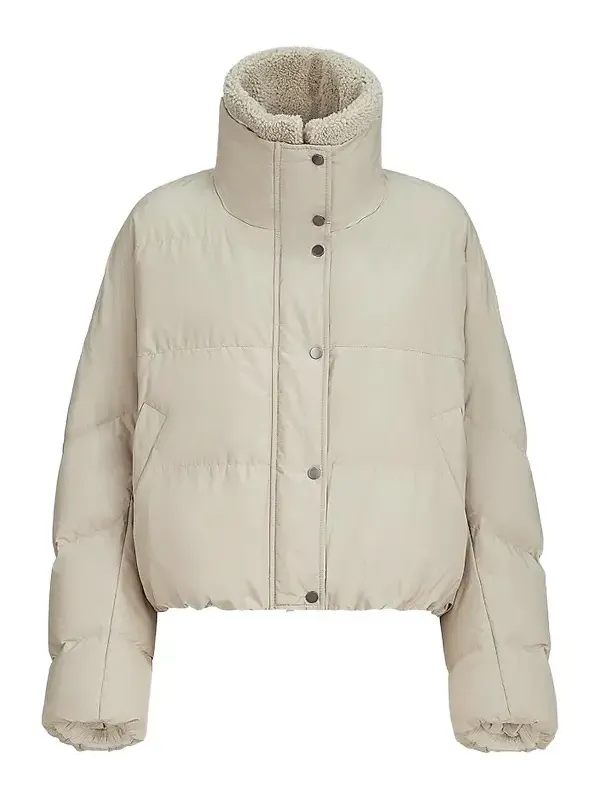 Women's Techno Cotton Taffeta Down Jacket with Detachable Shearling Insert Women's Techno Cotton Taffeta Down Jacket with Detachable Shearling Insert