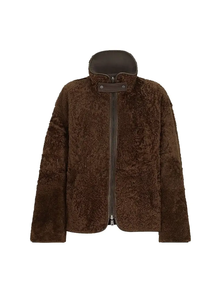 Brunello Cucinelli Women's Fuzzy Shearling Reversible Outerwear Coat with Monili - Chocolate | Image 1 Brunello Cucinelli Women's Fuzzy Shearling Reversible Outerwear Coat with Monili - Chocolate | Image 1