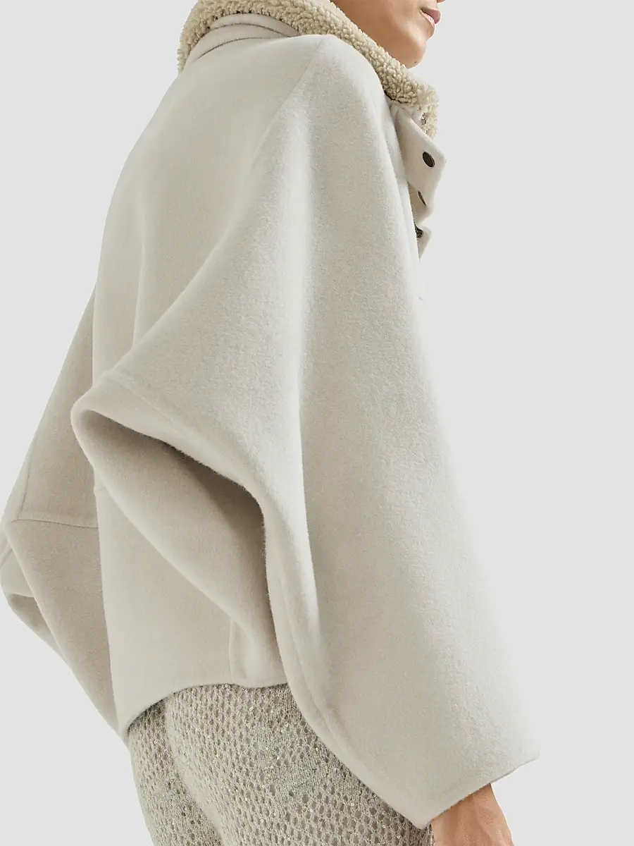 Brunello Cucinelli Women's Hand-Crafted Outerwear Jacket with Detachable Shearling Insert | Thumbnail 4 Brunello Cucinelli Women's Hand-Crafted Outerwear Jacket with Detachable Shearling Insert | Thumbnail 4