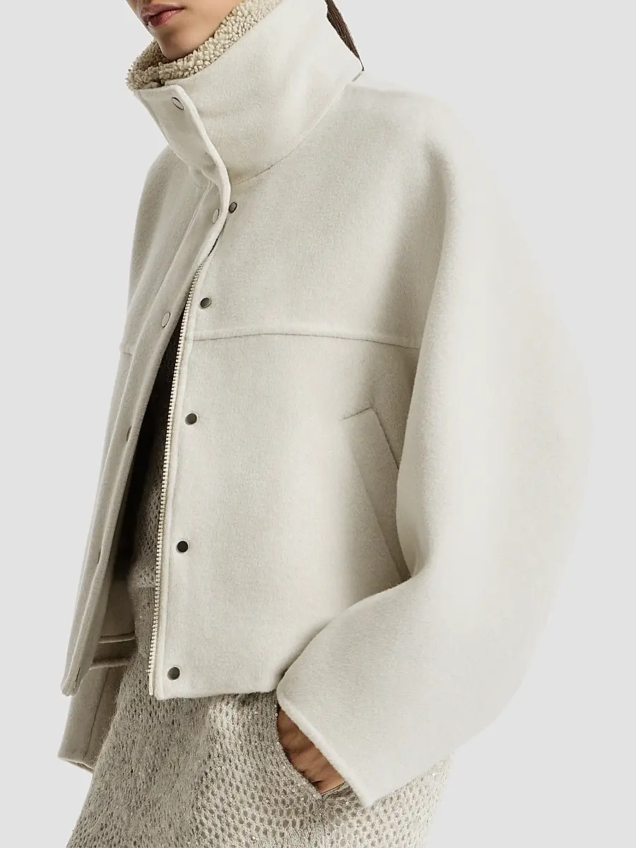 Brunello Cucinelli Women's Hand-Crafted Outerwear Jacket with Detachable Shearling Insert | Thumbnail 5 Brunello Cucinelli Women's Hand-Crafted Outerwear Jacket with Detachable Shearling Insert | Thumbnail 5