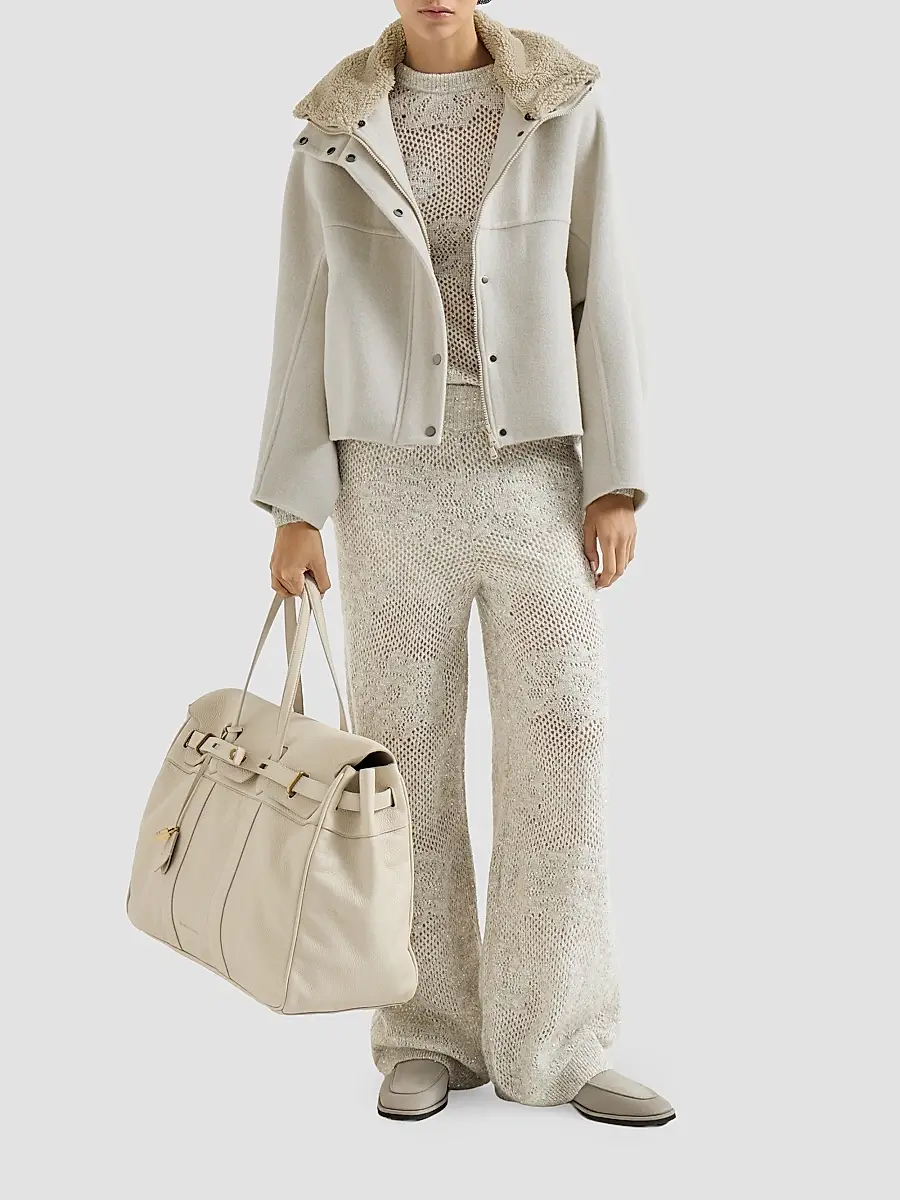 Brunello Cucinelli Women's Hand-Crafted Outerwear Jacket with Detachable Shearling Insert | Thumbnail 6 Brunello Cucinelli Women's Hand-Crafted Outerwear Jacket with Detachable Shearling Insert | Thumbnail 6