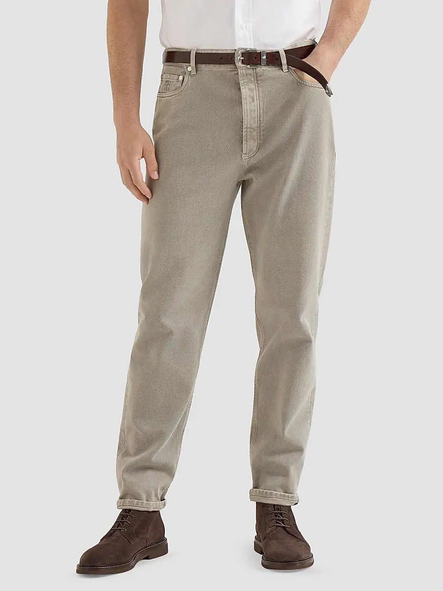 Brunello Cucinelli Men's Garment-Dyed Denim Iconic Fit Five-Pocket Jeans | Thumbnail 2 Brunello Cucinelli Men's Garment-Dyed Denim Iconic Fit Five-Pocket Jeans | Thumbnail 2