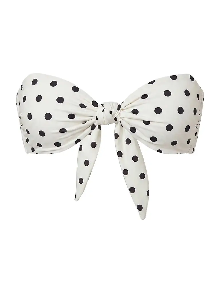 NICHOLAS Women's Naia Polka Dot Knotted Bikini Top - Black Polka Dot | Image 1 NICHOLAS Women's Naia Polka Dot Knotted Bikini Top - Black Polka Dot | Image 1