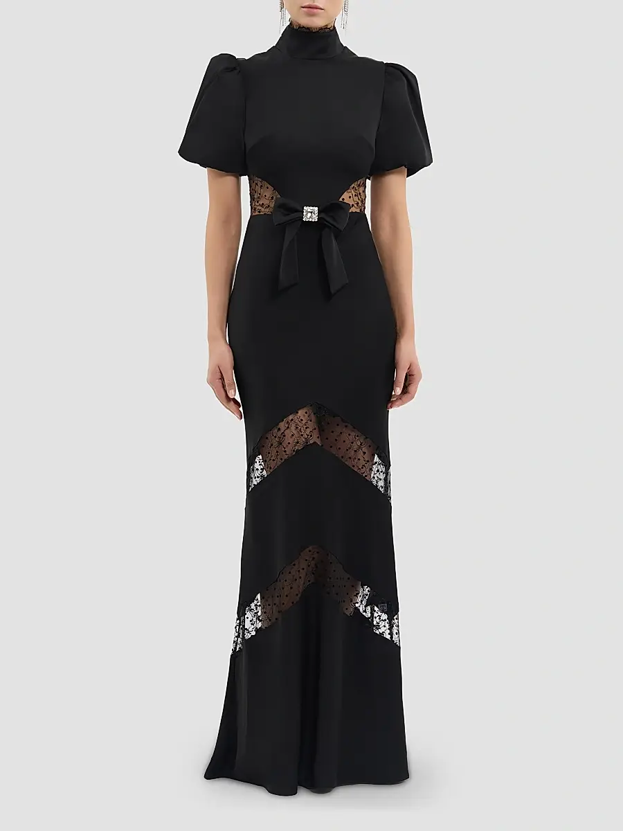 Rebecca Vallance Women's Noire Lace Column Gown | Thumbnail 2 Rebecca Vallance Women's Noire Lace Column Gown | Thumbnail 2
