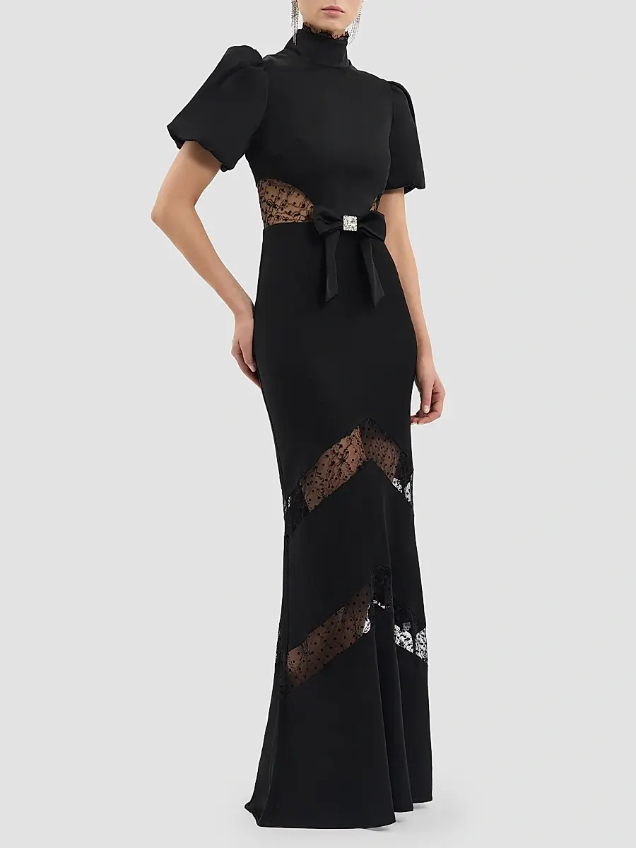 Rebecca Vallance Women's Noire Lace Column Gown | Thumbnail 4 Rebecca Vallance Women's Noire Lace Column Gown | Thumbnail 4