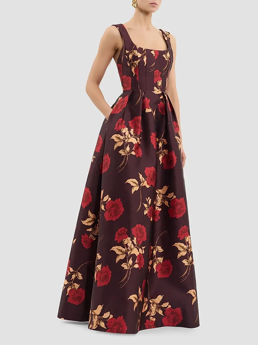 Rebecca Vallance Women's Melora Floral Twill Gown | Thumbnail 4 Rebecca Vallance Women's Melora Floral Twill Gown | Thumbnail 4