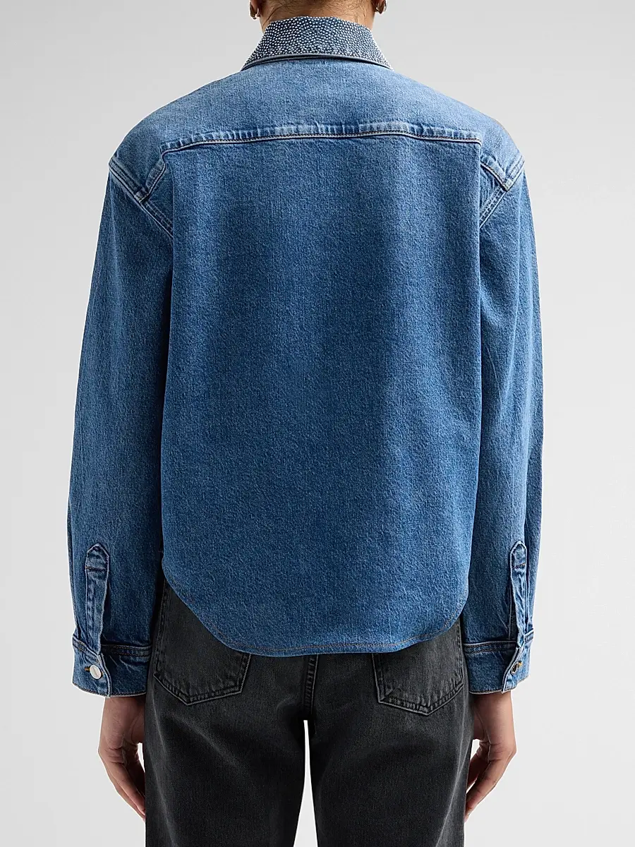 Ramy Brook Women's Alison Rhinestone-Trim Denim Shirt | Thumbnail 3 Ramy Brook Women's Alison Rhinestone-Trim Denim Shirt | Thumbnail 3