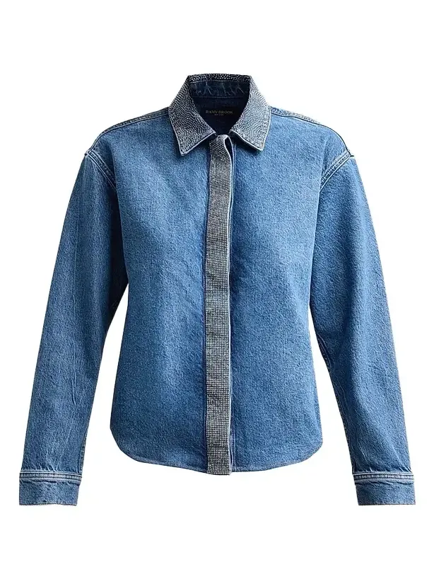 Women's Alison Rhinestone-Trim Denim Shirt Women's Alison Rhinestone-Trim Denim Shirt
