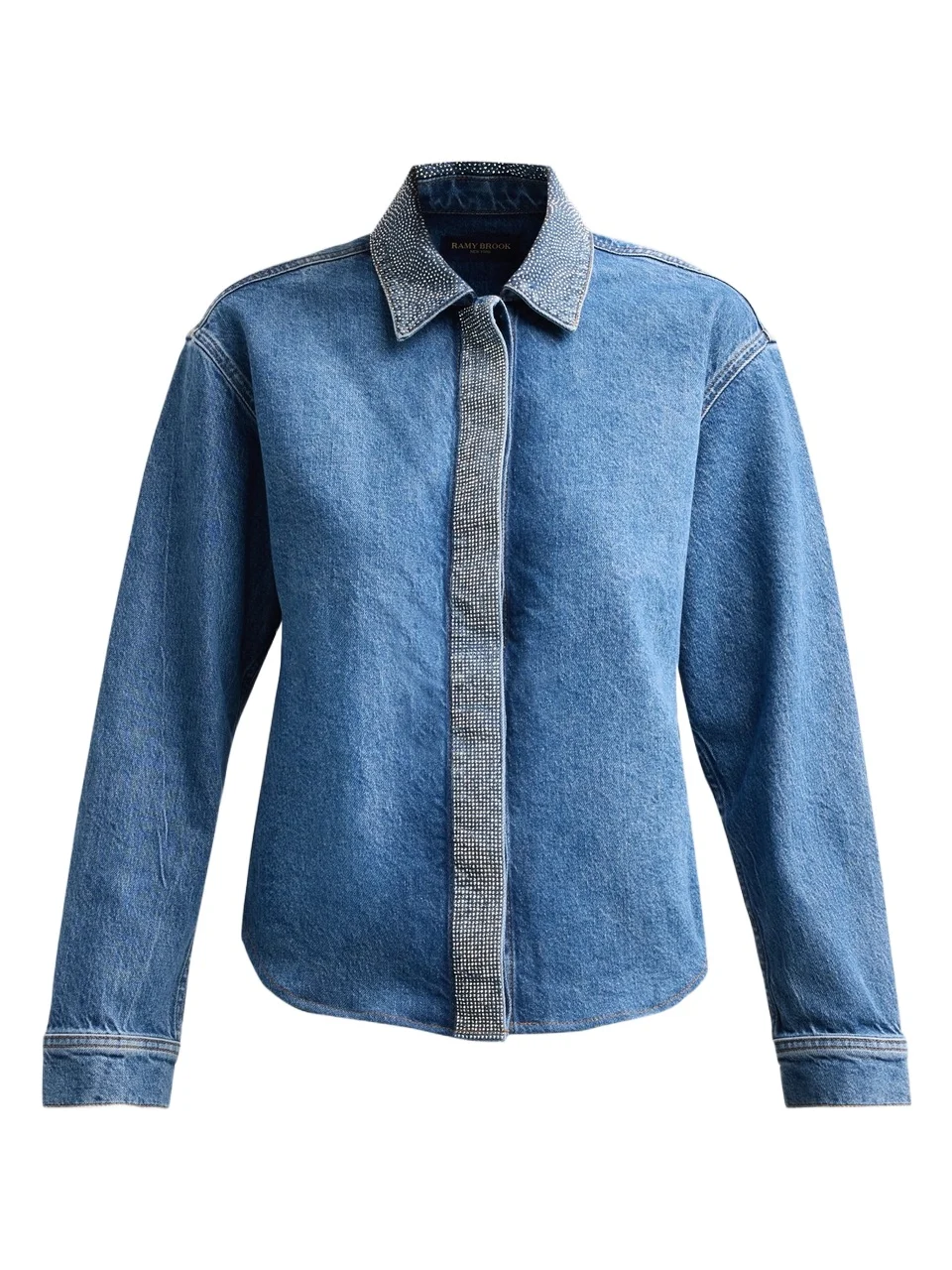 Ramy Brook Women's Alison Rhinestone-Trim Denim Shirt
