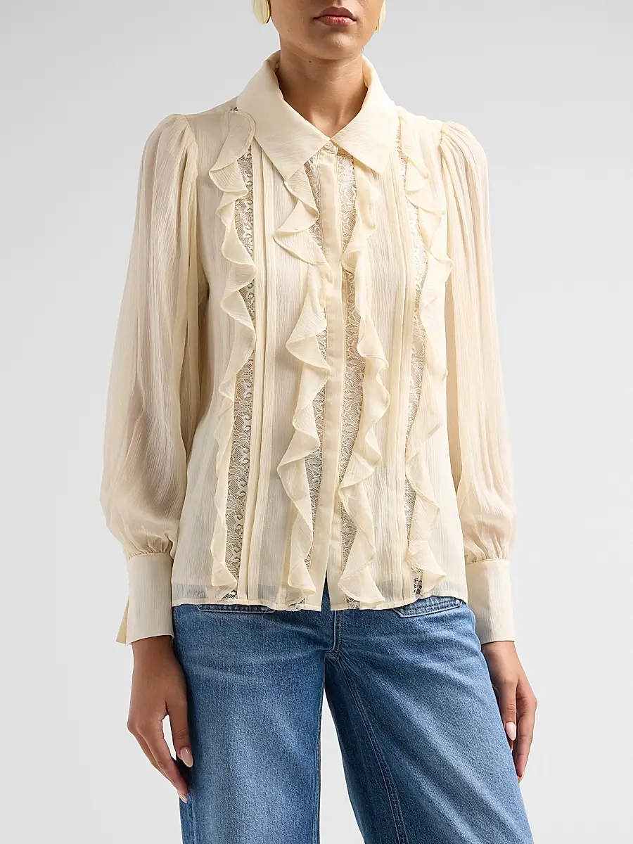 Ramy Brook Women's Claire Silk Ruffle Blouse | Thumbnail 4 Ramy Brook Women's Claire Silk Ruffle Blouse | Thumbnail 4