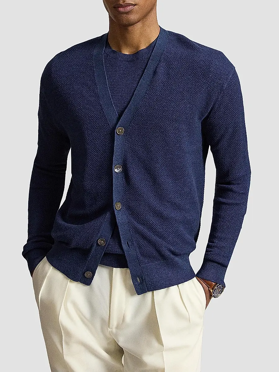 Polo Ralph Lauren Men's Linen V-Neck Cardigan | Thumbnail 4 Polo Ralph Lauren Men's Linen V-Neck Cardigan | Thumbnail 4