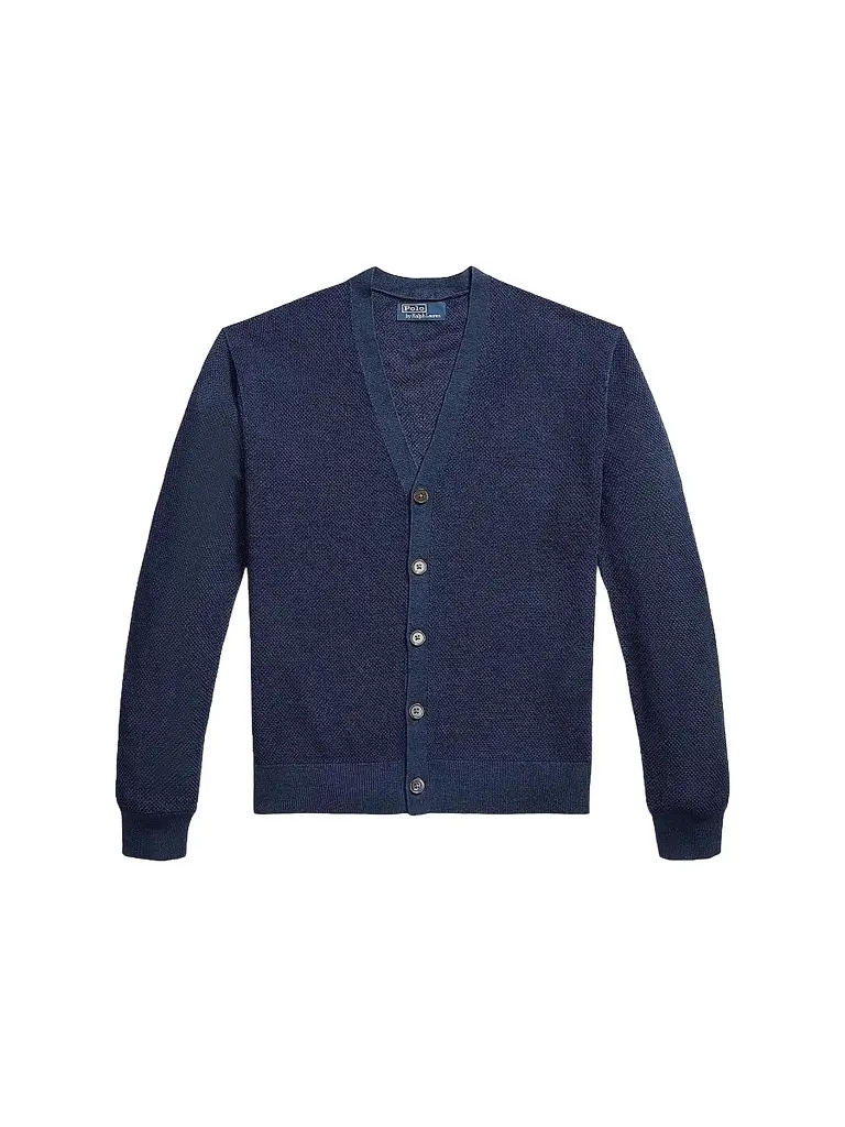 Polo Ralph Lauren Men's Linen V-Neck Cardigan - Newport Navy | Image 1 Polo Ralph Lauren Men's Linen V-Neck Cardigan - Newport Navy | Image 1