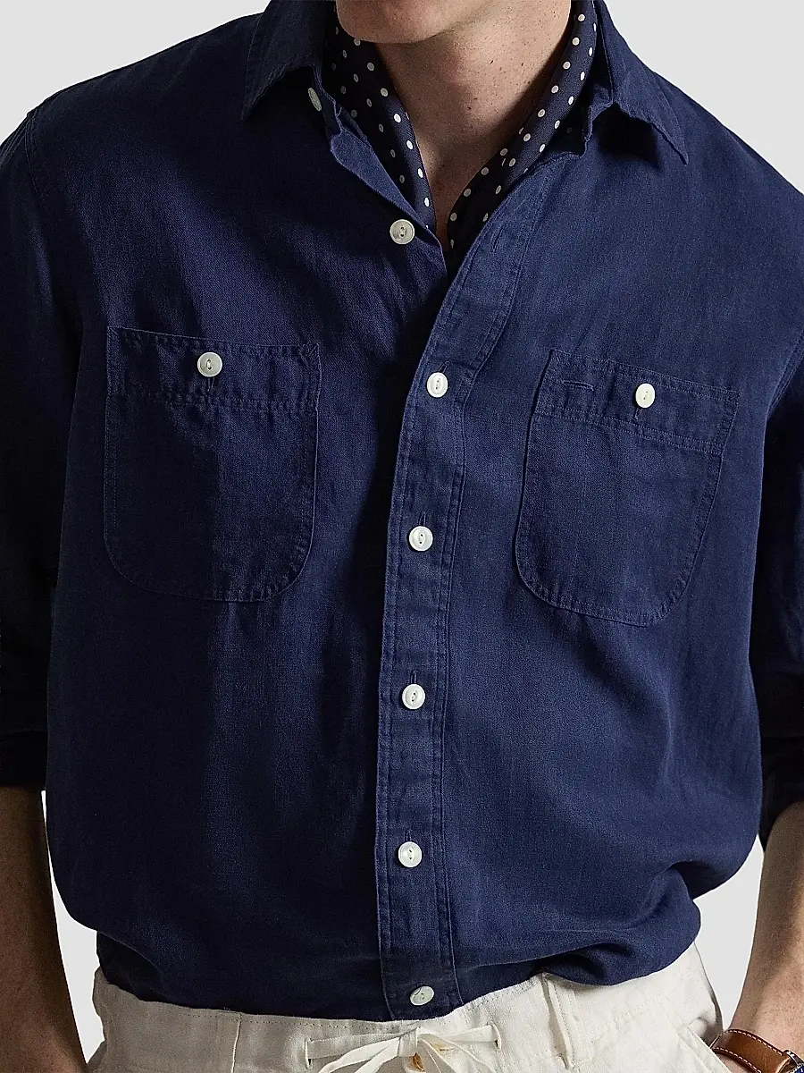 Polo Ralph Lauren Men's Classic-Fit Linen-Silk Shirt | Thumbnail 5 Polo Ralph Lauren Men's Classic-Fit Linen-Silk Shirt | Thumbnail 5