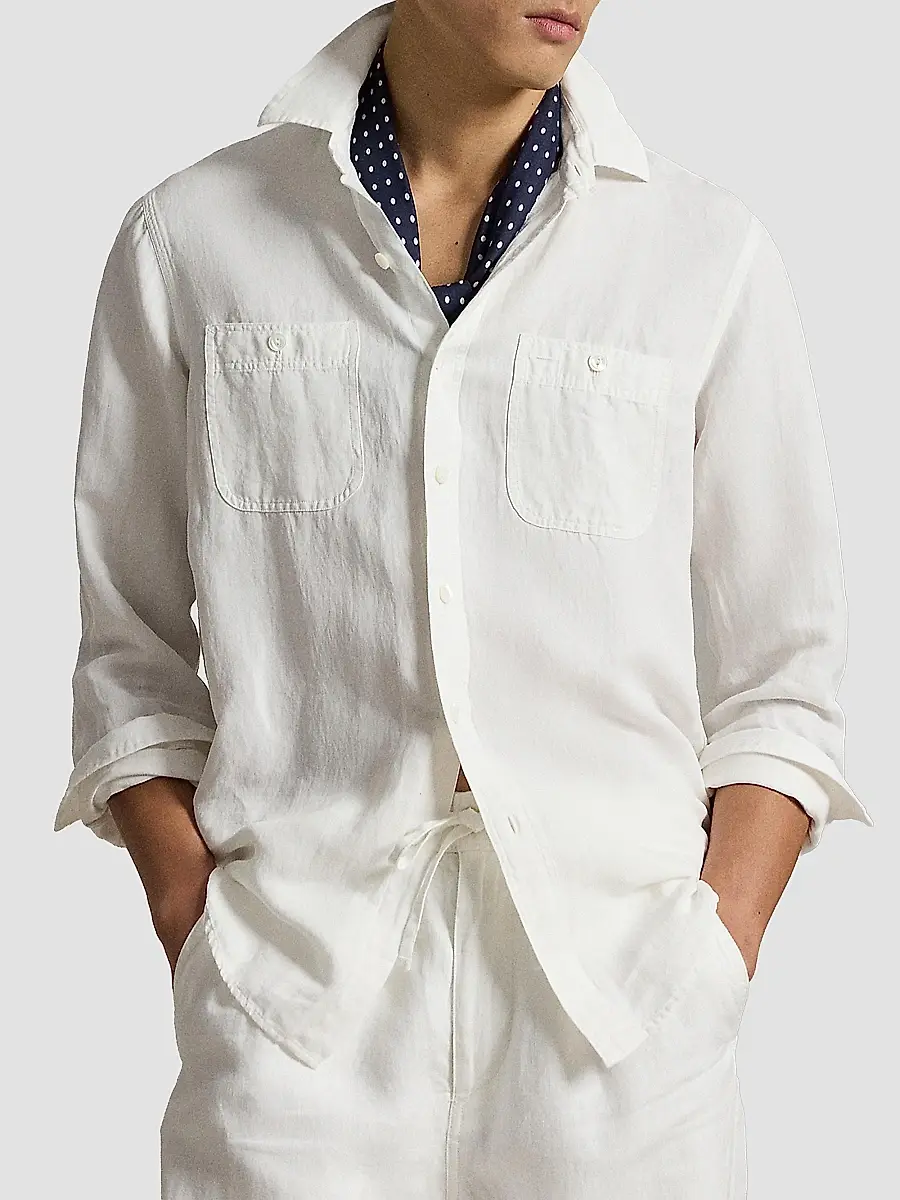 Polo Ralph Lauren Men's Classic-Fit Linen-Silk Shirt | Thumbnail 4 Polo Ralph Lauren Men's Classic-Fit Linen-Silk Shirt | Thumbnail 4