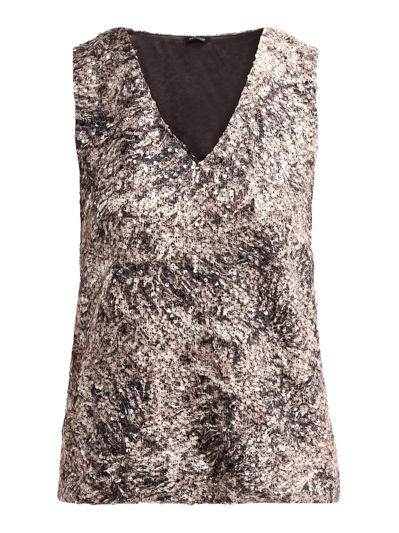 Kiton Women's Sequined V-Neck Top