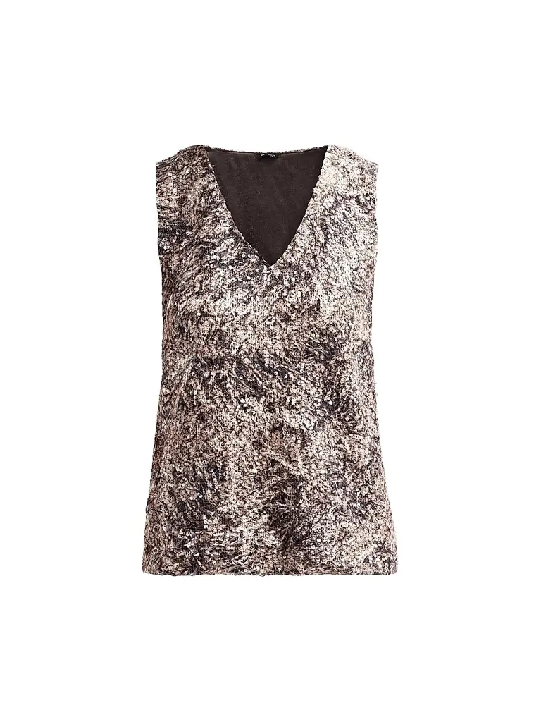Kiton Women's Sequined V-Neck Top - Brown | Image 1 Kiton Women's Sequined V-Neck Top - Brown | Image 1