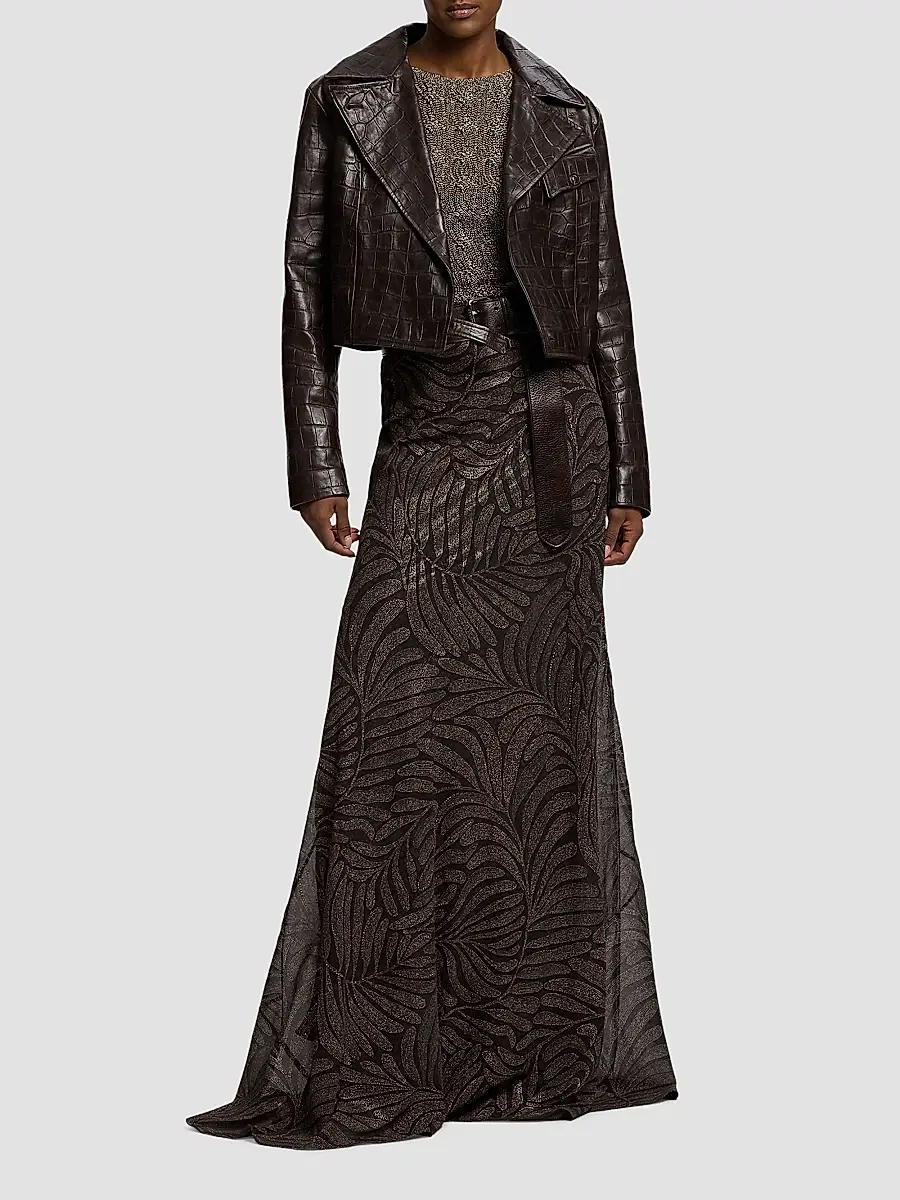 Ralph Lauren Collection Women's Masina Foiled Crinkle Chiffon Skirt | Thumbnail 2
