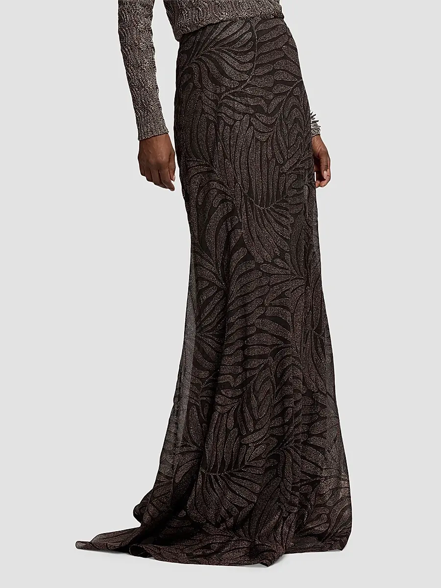 Ralph Lauren Collection Women's Masina Foiled Crinkle Chiffon Skirt | Thumbnail 4