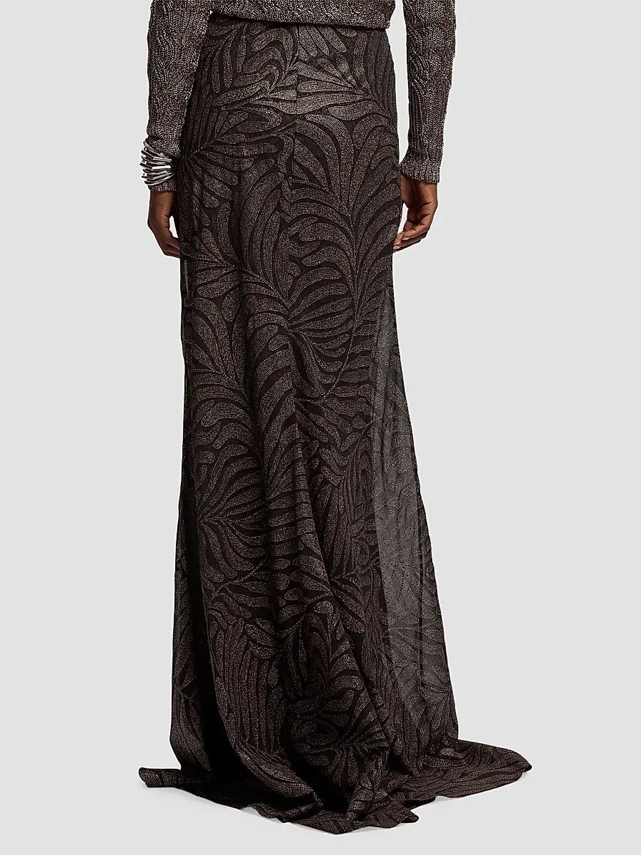Ralph Lauren Collection Women's Masina Foiled Crinkle Chiffon Skirt | Thumbnail 5