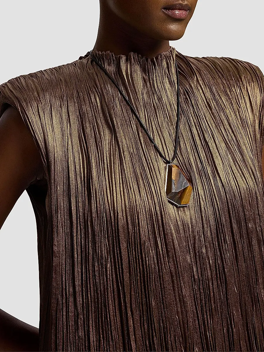 Ralph Lauren Collection Women's Virna Pleated Lamé Cocktail Dress | Thumbnail 6 Ralph Lauren Collection Women's Virna Pleated Lamé Cocktail Dress | Thumbnail 6