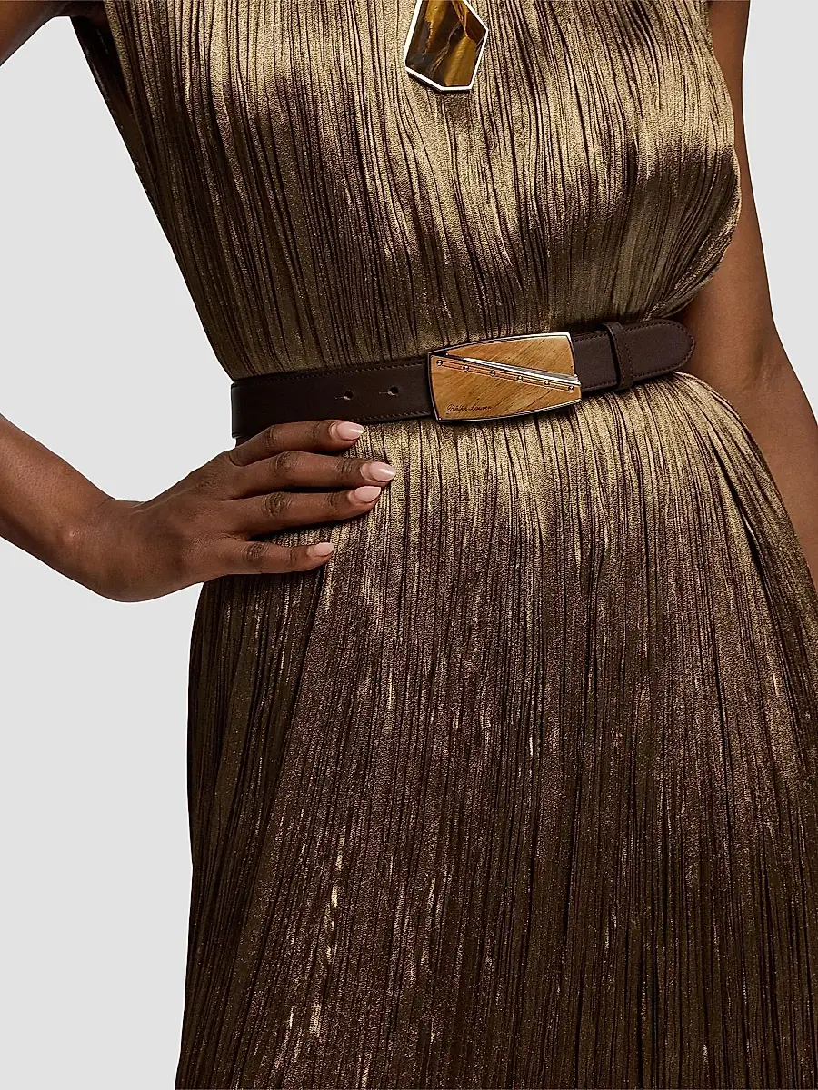 Ralph Lauren Collection Women's Virna Pleated Lamé Cocktail Dress | Thumbnail 7 Ralph Lauren Collection Women's Virna Pleated Lamé Cocktail Dress | Thumbnail 7