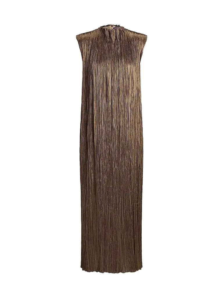 Ralph Lauren Collection Women's Virna Pleated Lamé Cocktail Dress - Antique Bronze | Image 1 Ralph Lauren Collection Women's Virna Pleated Lamé Cocktail Dress - Antique Bronze | Image 1