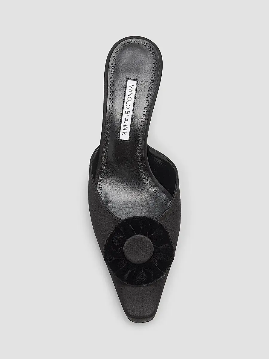 Manolo Blahnik Women's Caulon 50MM Satin Velvet-Trimmed Mules | Thumbnail 5 Manolo Blahnik Women's Caulon 50MM Satin Velvet-Trimmed Mules | Thumbnail 5