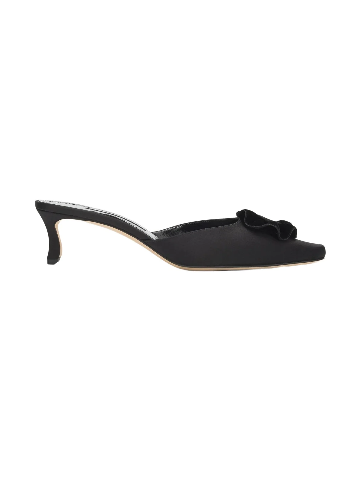 Manolo Blahnik Women's Caulon 50MM Satin Velvet-Trimmed Mules | Thumbnail 1 Manolo Blahnik Women's Caulon 50MM Satin Velvet-Trimmed Mules | Thumbnail 1