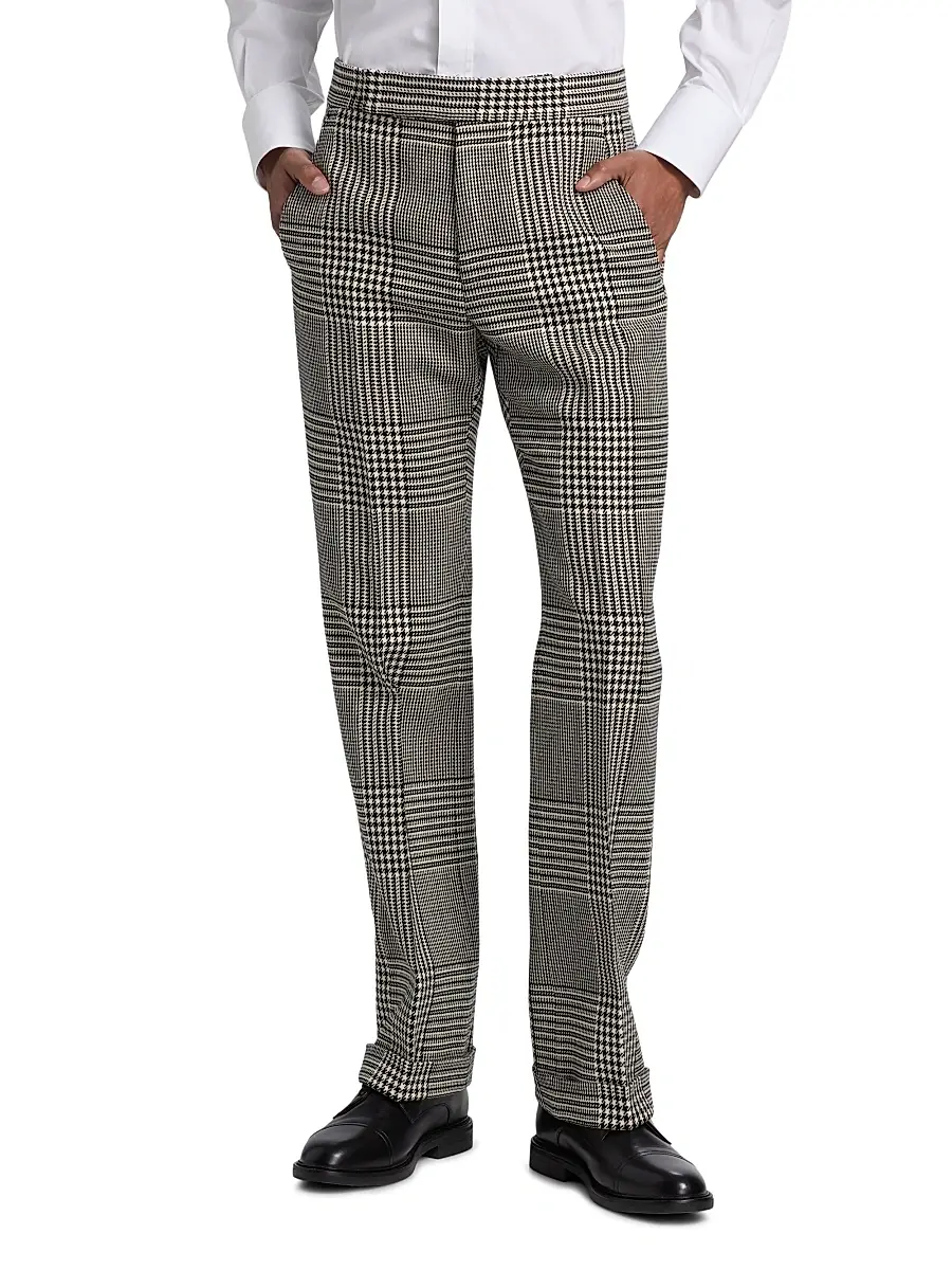 Tom Ford Men's Master Prince of Wales Wool Trousers | Thumbnail 2 Tom Ford Men's Master Prince of Wales Wool Trousers | Thumbnail 2