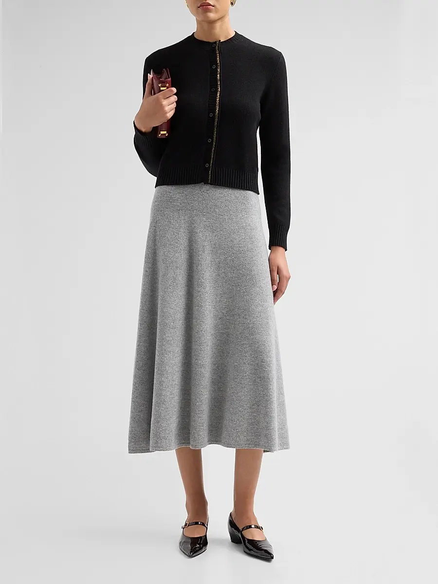 Fabiana Filippi Women's Platinum Filo Diamanté Wool-Silk-Cashmere Cardigan | Thumbnail 2 Fabiana Filippi Women's Platinum Filo Diamanté Wool-Silk-Cashmere Cardigan | Thumbnail 2