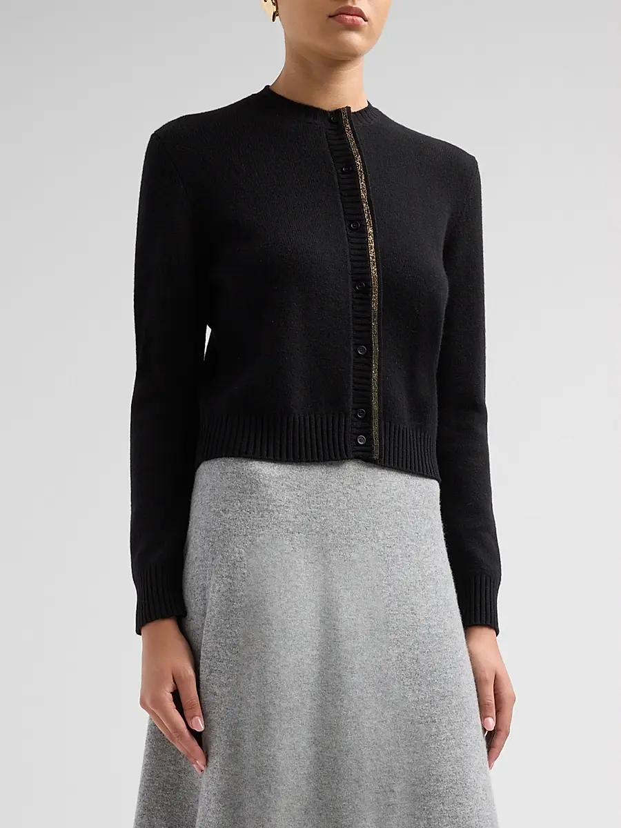 Fabiana Filippi Women's Platinum Filo Diamanté Wool-Silk-Cashmere Cardigan | Thumbnail 4 Fabiana Filippi Women's Platinum Filo Diamanté Wool-Silk-Cashmere Cardigan | Thumbnail 4