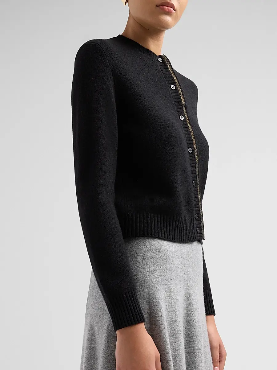Fabiana Filippi Women's Platinum Filo Diamanté Wool-Silk-Cashmere Cardigan | Thumbnail 5 Fabiana Filippi Women's Platinum Filo Diamanté Wool-Silk-Cashmere Cardigan | Thumbnail 5