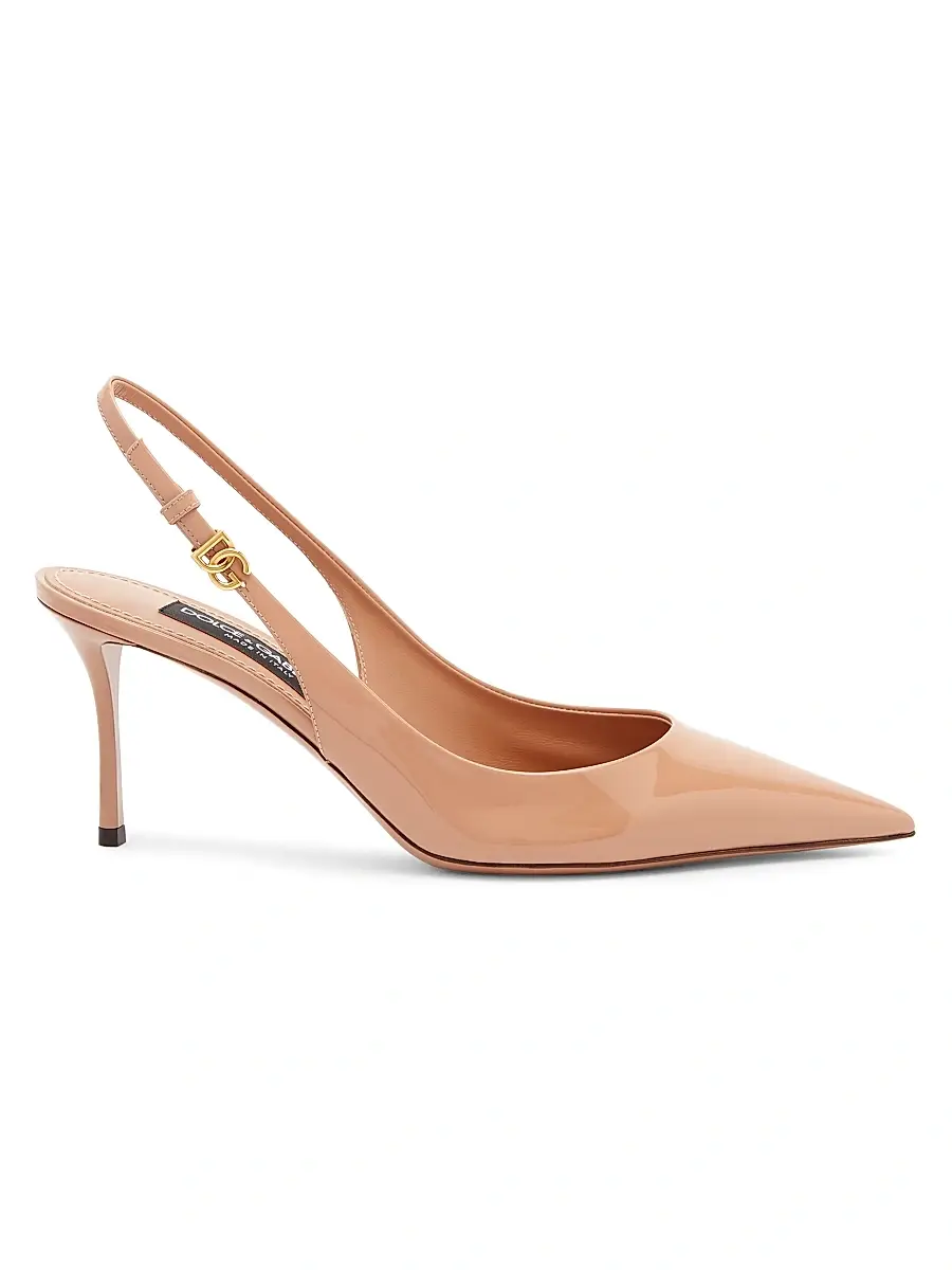 Dolce & Gabbana Women's Vernice 75MM Patent Leather Slingback Pumps | Image 1 Dolce & Gabbana Women's Vernice 75MM Patent Leather Slingback Pumps | Image 1