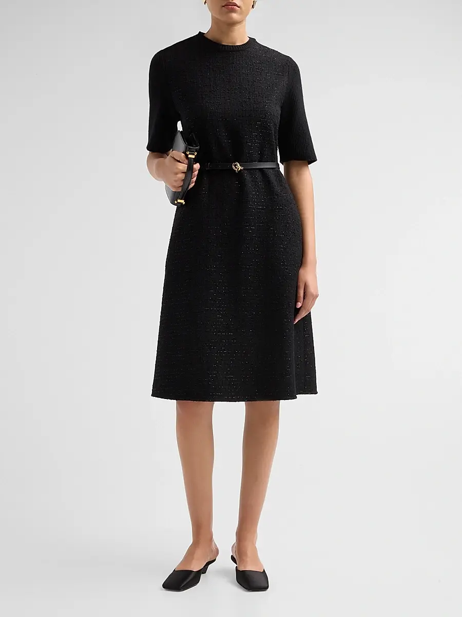 Fabiana Filippi Women's Sequined Virgin Wool-Blend Belted Knee-Length Dress | Thumbnail 2 Fabiana Filippi Women's Sequined Virgin Wool-Blend Belted Knee-Length Dress | Thumbnail 2