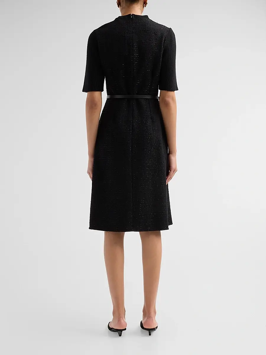 Fabiana Filippi Women's Sequined Virgin Wool-Blend Belted Knee-Length Dress | Thumbnail 3 Fabiana Filippi Women's Sequined Virgin Wool-Blend Belted Knee-Length Dress | Thumbnail 3