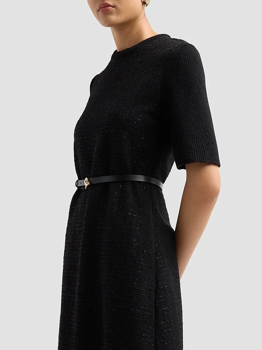 Fabiana Filippi Women's Sequined Virgin Wool-Blend Belted Knee-Length Dress | Thumbnail 5 Fabiana Filippi Women's Sequined Virgin Wool-Blend Belted Knee-Length Dress | Thumbnail 5