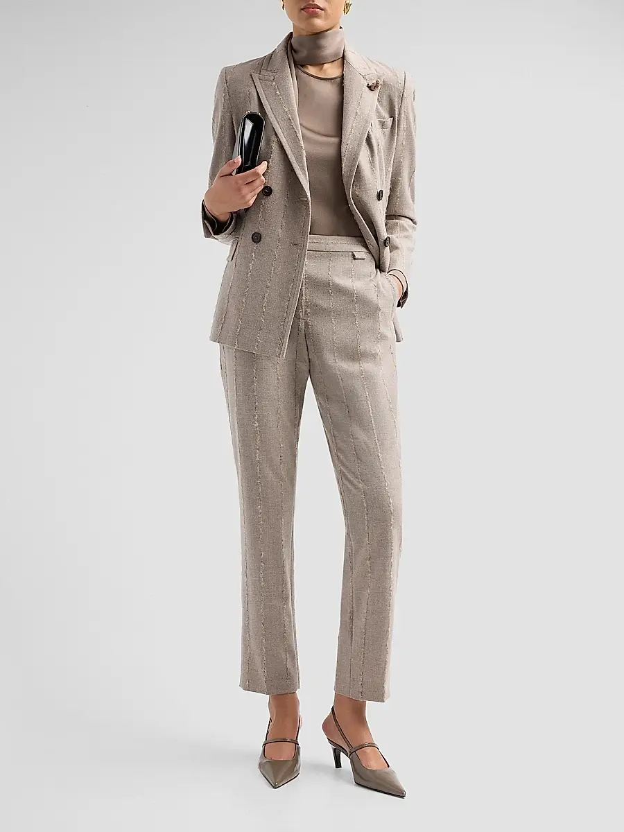 Fabiana Filippi Women's Striped Virgin Wool-Blend Double-Breasted Blazer | Thumbnail 2 Fabiana Filippi Women's Striped Virgin Wool-Blend Double-Breasted Blazer | Thumbnail 2