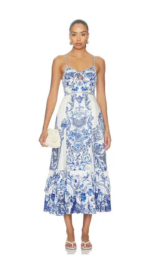 Camilla Ruffle Hem Tie Front Maxi Dress