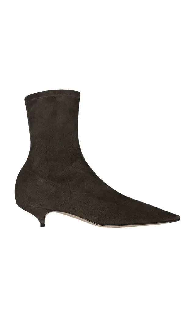 The Row Liisa Kitten Suede Booties