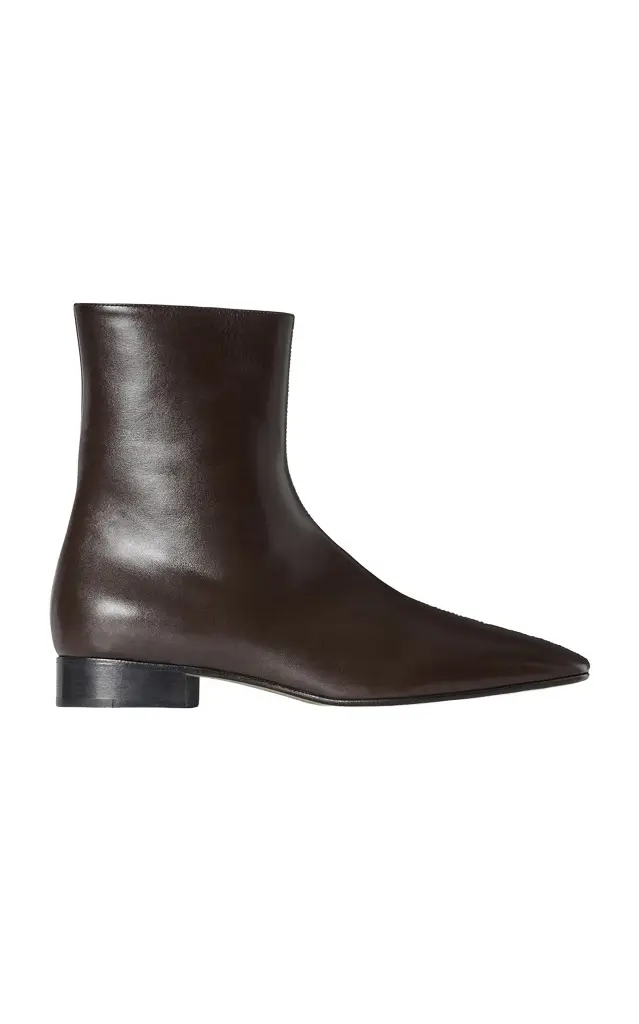 The Row Cindy Leather Ankle Boots