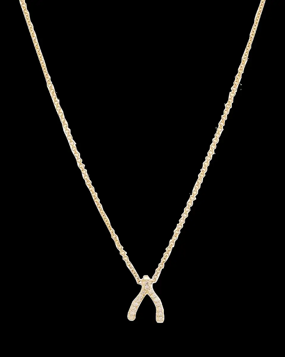 Jennifer Meyer Diamond Mini Wishbone Necklace 18K | Thumbnail 2 Jennifer Meyer Diamond Mini Wishbone Necklace 18K | Thumbnail 2
