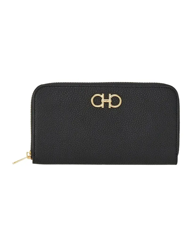 Ferragamo Gancini Zip Leather Continental Wallet