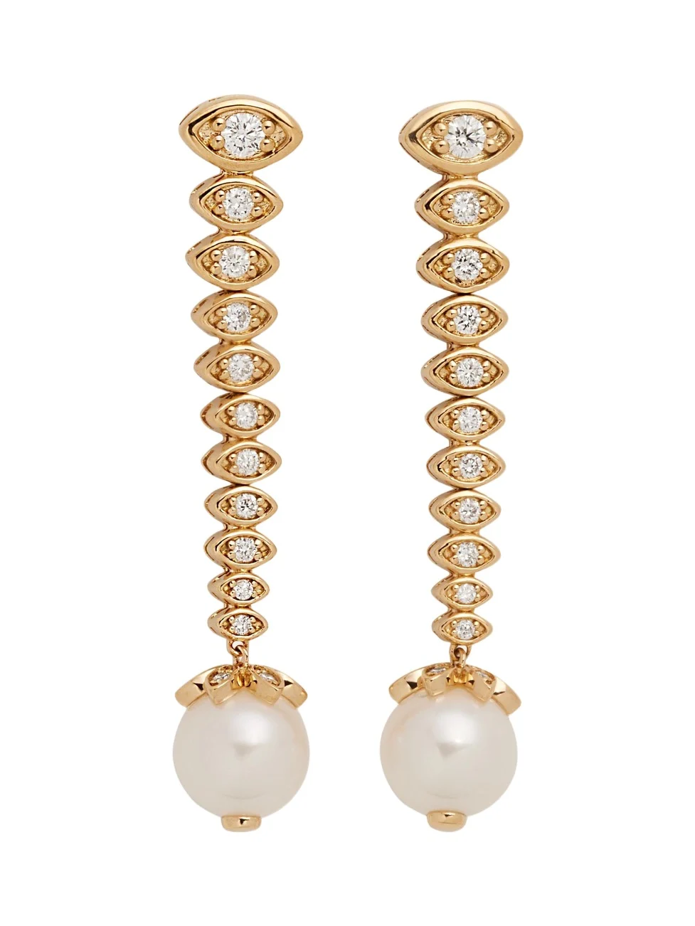 14k Yellow Gold Graduated Marquis Eye Earrings 14k Yellow Gold Graduated Marquis Eye Earrings