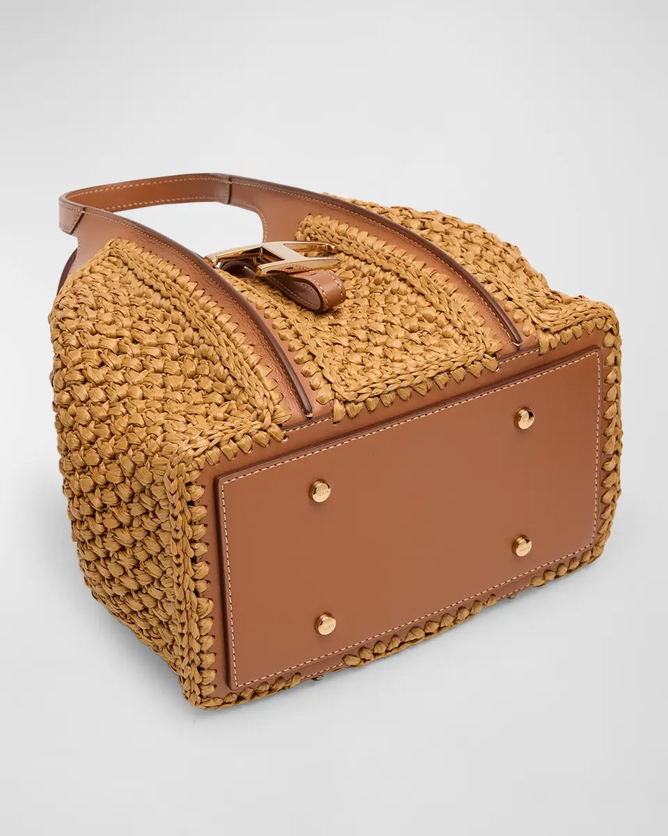 Tod's Mini Raffia T Timeless Tote Shopping Bag | Thumbnail 7 Tod's Mini Raffia T Timeless Tote Shopping Bag | Thumbnail 7