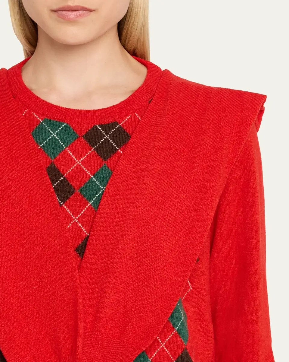 HODAKOVA Double-Sleeve Argyle Crewneck Sweater | Thumbnail 5 HODAKOVA Double-Sleeve Argyle Crewneck Sweater | Thumbnail 5